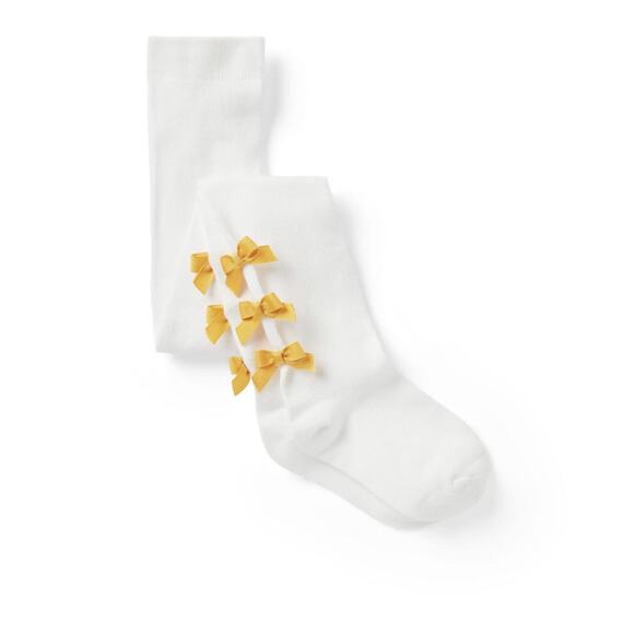Janie And Jack NWR 2T/3T White Tights with Yellow Bows. - Picture 1 of 1